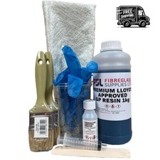 Fibreglass GRP Repair Kit 1kg. Inc Resin, Hardener, Syringe and Ancillaries