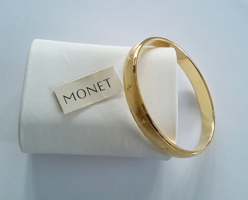 Vintage monet bangle etched - vintage,