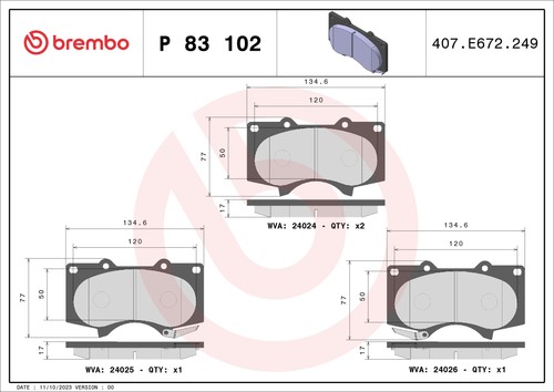 Brake pads set front right - set,