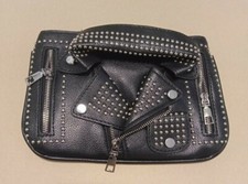 Pouch Bag Original Blouson Black Faux Leather Perfecto Nails Rock (050423)