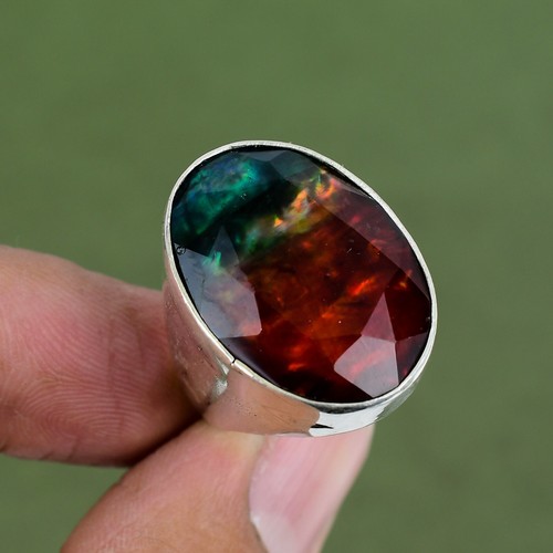 Faceted ammolite rings - ammolite,
