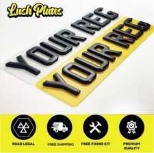 SHORT SMALL 4D 3D Gel Number Plates Road Legal FRONT & REAR 7 6 5 4 3 Digit