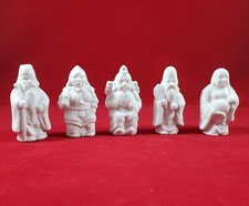 Vintage 5 White Chinese Japanese Porcelain Figurines Gods of Fortune Buddha?