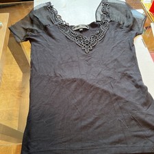 Elizabeth Emanuel short Sleeve top/  Black Chiffon And Brocade 14 ￼