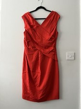 Coast women red dress pleat front party size 16 sleeveless elegant