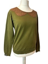 Drop Dead Green Sweatshirt XL Cotton Jumper Logo Faux Suede Collar