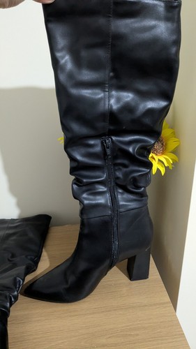 Womens black faux leather - leather, knee