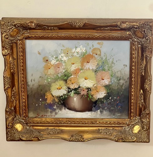 Vintage floral oil painting - vintage,