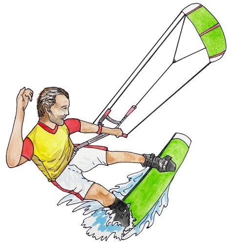 Male kite surfing - surfing, water
