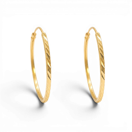 22ct gold hoops diamond cut - 22ct,