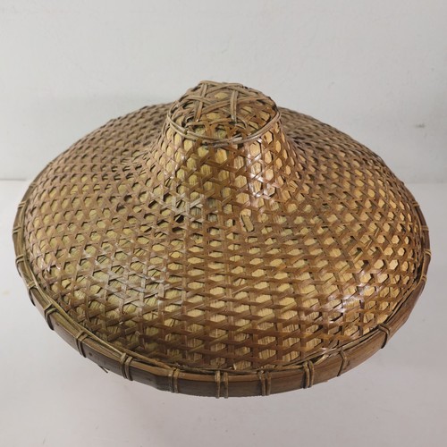 Vintage woven bamboo straw - woven,