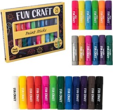 HTI Fun Craft 24-Pack Tempera Paint Sticks for Kids | 24 Count (Pack of 1) 