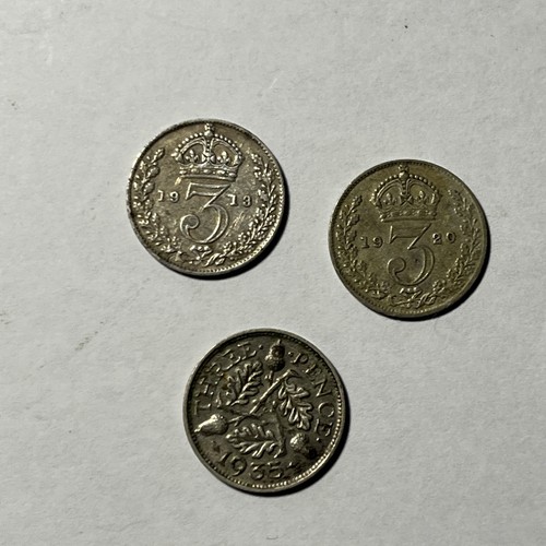 Silver threepenny bits - silver,