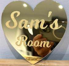 Personalised Bedroom Door Name Plaque Sign in Mirrored, Silver or Gold