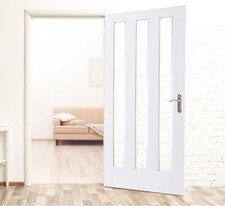 internal door white primed aston 3 light clear or frosted glass white primed