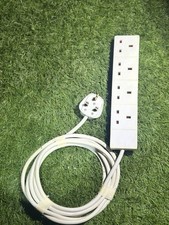 4 Gang Way UK 13A Trailing Socket Mains Power Extension Leads 2.8m White