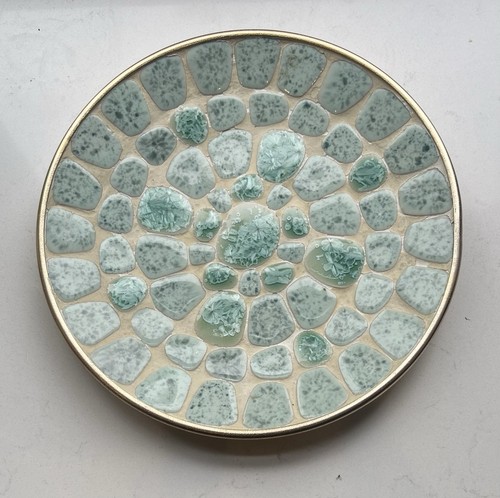 Vintage mosaic plate teal - plate.,