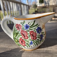 Italian Decorato a Mano, Nuova Ceramica Vicenza, Handpainted & Signed Poppy Jug