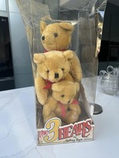 3 Vintage Lefray 1989 Jointed Teddy Bear Family In Original Packaging ( Damaged)