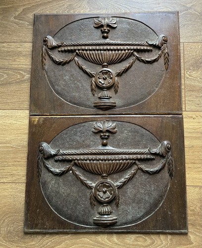 Pair reclaimed mahogany carved - pair,