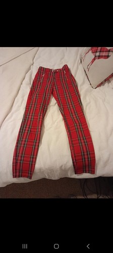 Red tartan trousers - red,