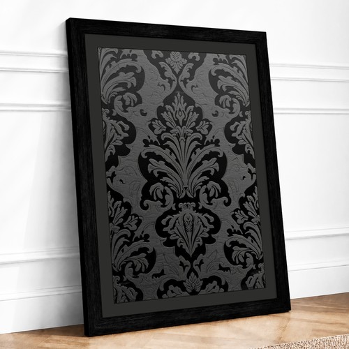 Black damask pattern - damask,