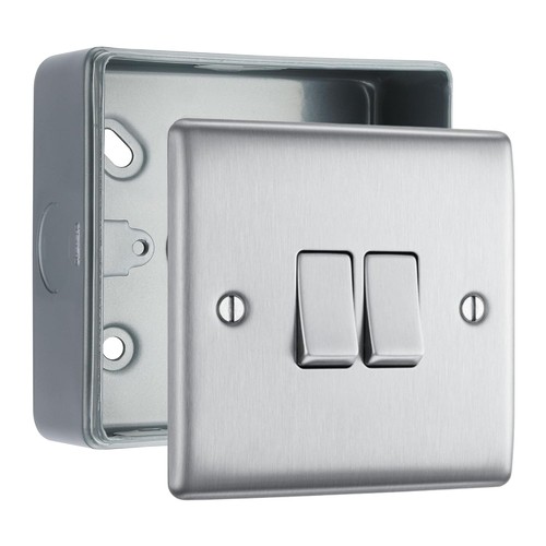 Brushed steel 20a 16ax gang - steel,