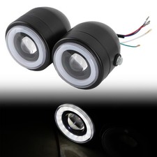 Black Twin Headlight Motorcycle Double Dual Lamp Street Fighter Universal UK