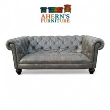 Grey leather chesterfield sofa - grey,