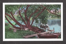 Albert Lea Minnesota 1940s Fountain Lake, Wooden Row Boat Harriet, Folks on Dock