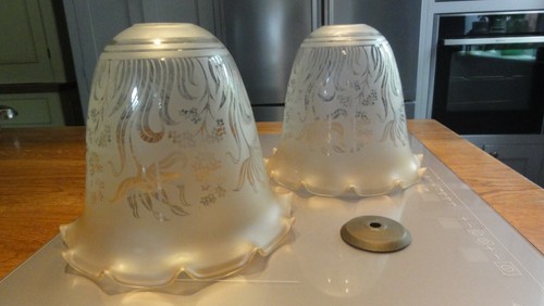 Two large vintage etched - , glass