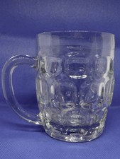 Vintage Half Pint Beer Tankard Dimple Traditional Clear Glass. Man Cave.  Bar 