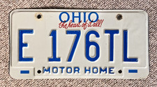 Vintage US License Plate Ohio Winnebago Motorhome Registration Number E 176 TL