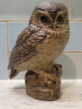 Poole Pottery Stoneware Owl 7" Tall on Tree Stump - Signed to Base
