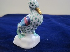 BEAUTIFUL RARE HEREND PORCELAIN GREEN FISH SCALE FISHNET MINIATURE DUCK