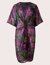 MARKS & SPENCER MULTI COLOUR KNOT FRONT KAFTAN BEACH COVER UP / DRESS SMALL, MED