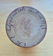 An interesting inscribed 19th century stained sycamore lidded barrel.