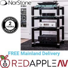 Norstone Spider 4 HiFi Rack – 4 Tier Modular Audio Stand Black Glass Shelves