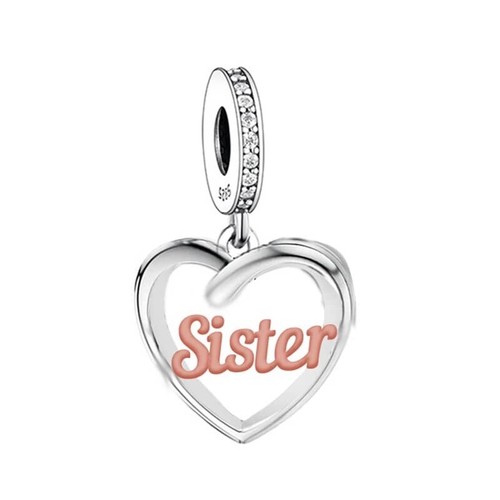 Sister lettering heart charm - lettering,