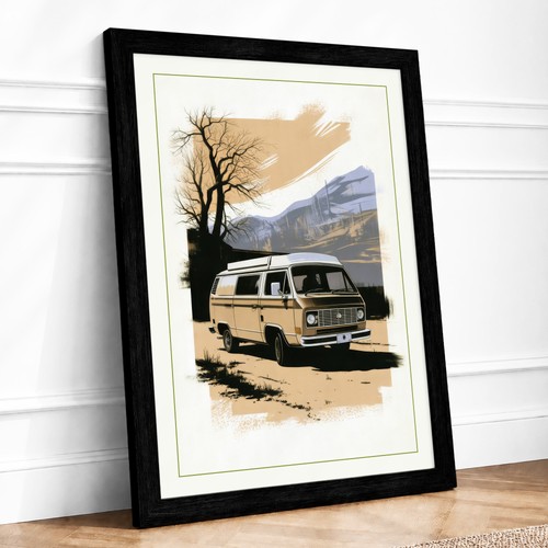 Camper van vintage framed wall - van,
