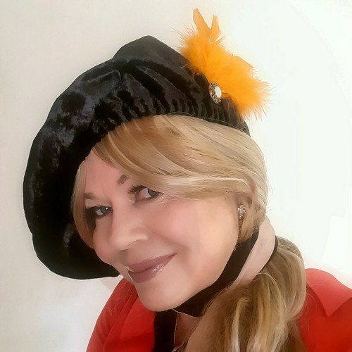 Black velour medieval hat - black,