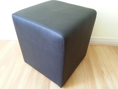 Faux leather footstool - leather, stool