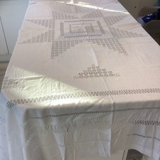 Beautiful  Large Vintage Threadwork Lace  Tablecloth 240 x 212 cm (C)