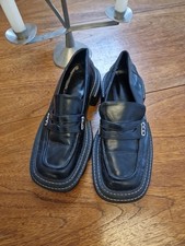 Charles & Keith Black Oversized Loafers Uk5