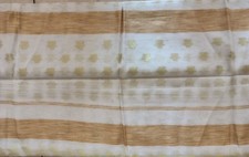 White with Golden Jari Work Dhakai Jamdani Saree for Women with Blouse Piece