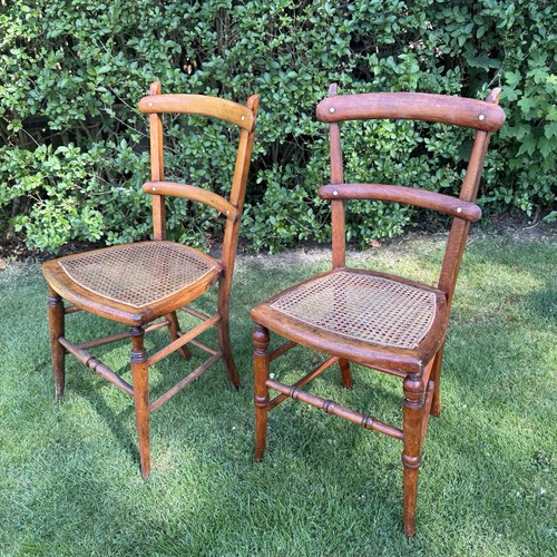 Pair vintage ladder - back, rush