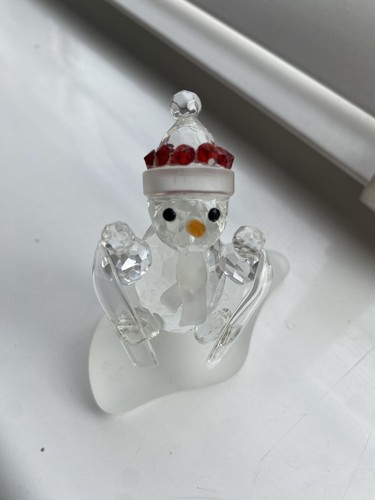 Crystal snowman skier ornament - snowman,