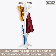 Wooden Hat Coat Stand Umbrella Holder Hallway 185cm Coat Rack Tree, 12 Hooks