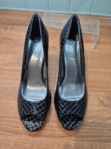 Ladies lotus plus black - black, patent