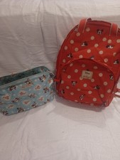 Disney x Cath Kidston Mickey Minnie Backpack & Wash Bag Set Polka Dot Red Blue